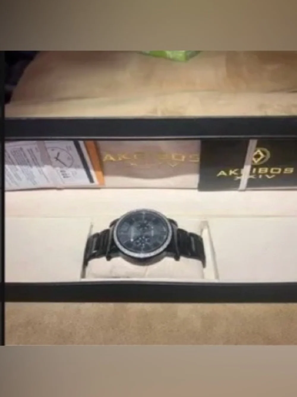 Akribos XXIV Black and Silver Radiant Caseback Watch